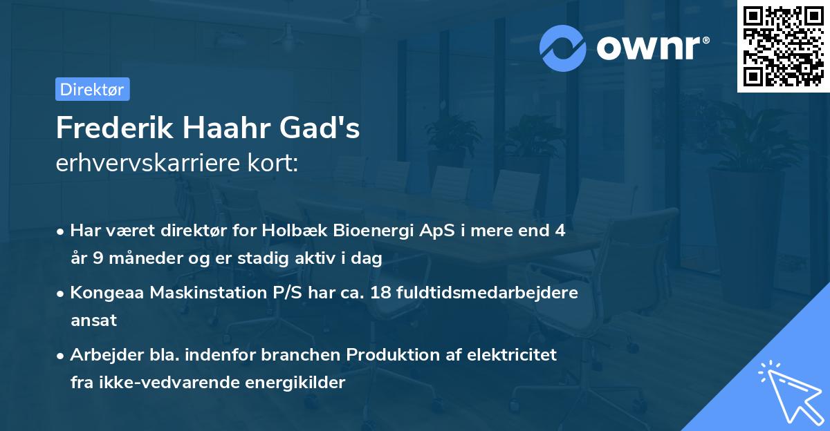 Frederik Haahr Gad's erhvervskarriere kort