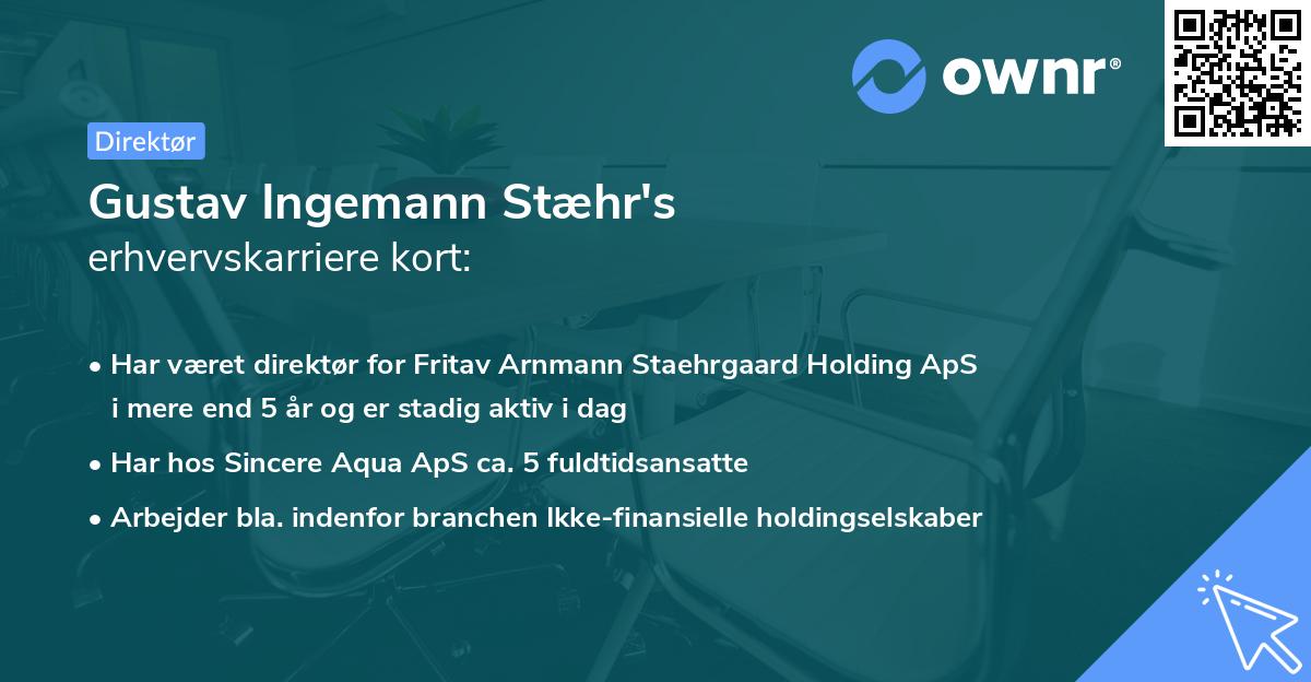 Gustav Ingemann Stæhr's erhvervskarriere kort