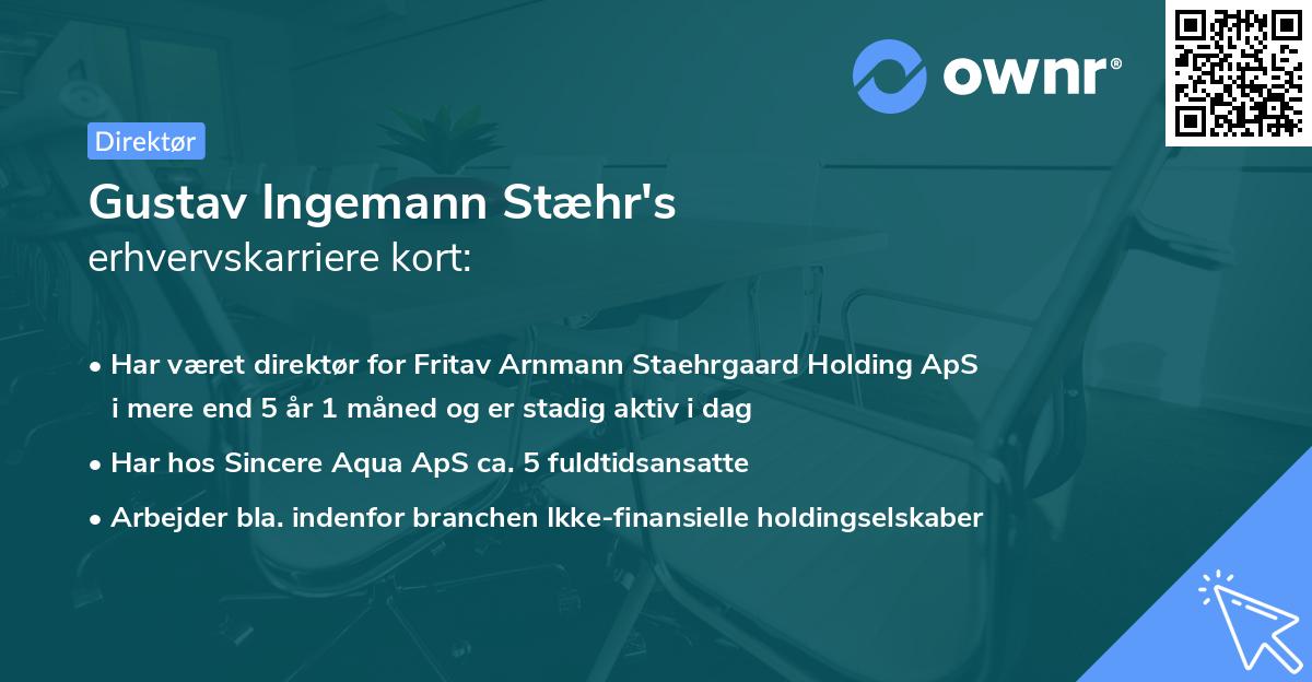 Gustav Ingemann Stæhr's erhvervskarriere kort