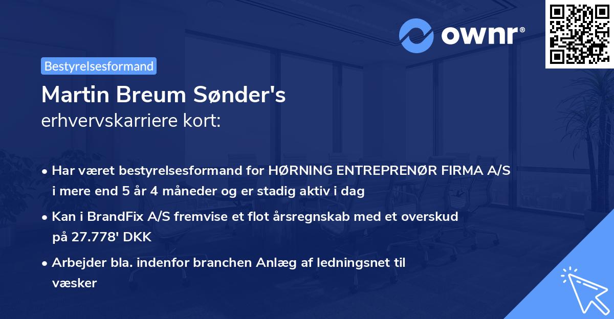 Martin Breum Sønder's erhvervskarriere kort