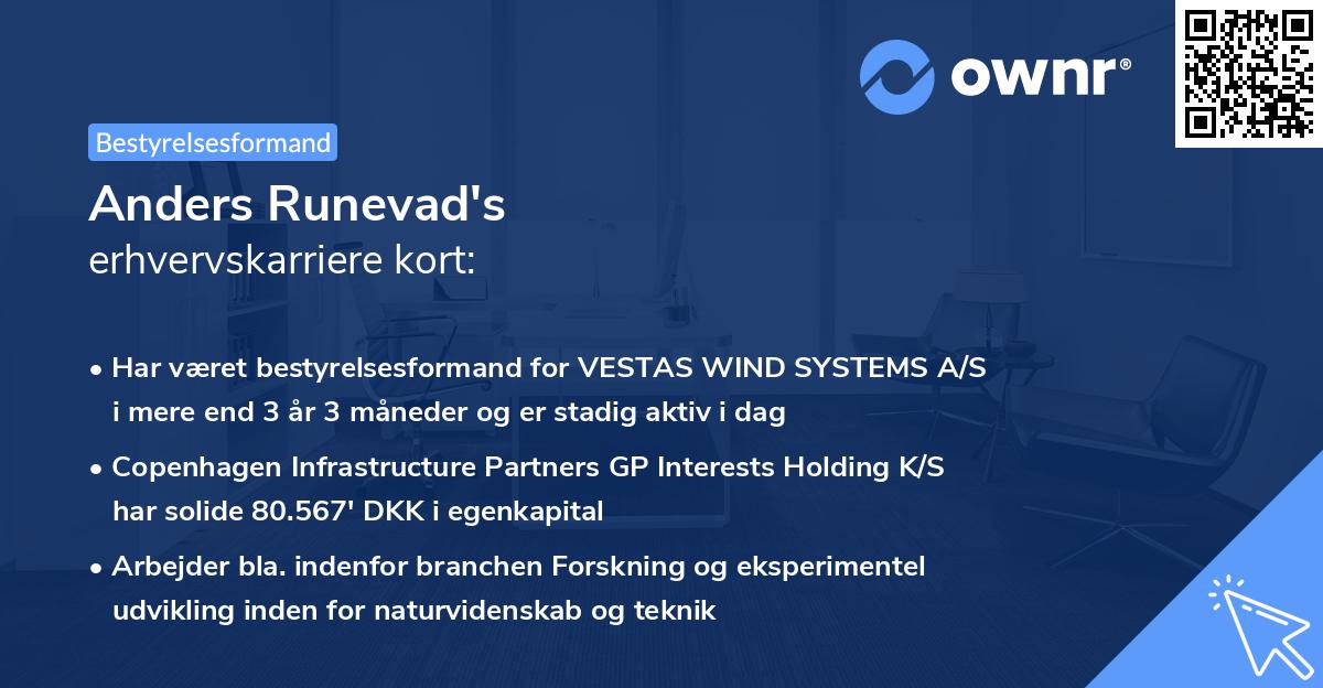 Anders Runevad's erhvervskarriere kort