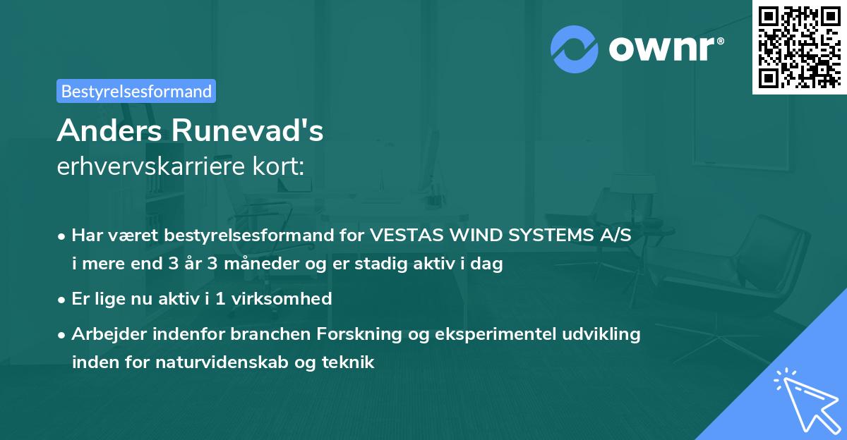 Anders Runevad's erhvervskarriere kort