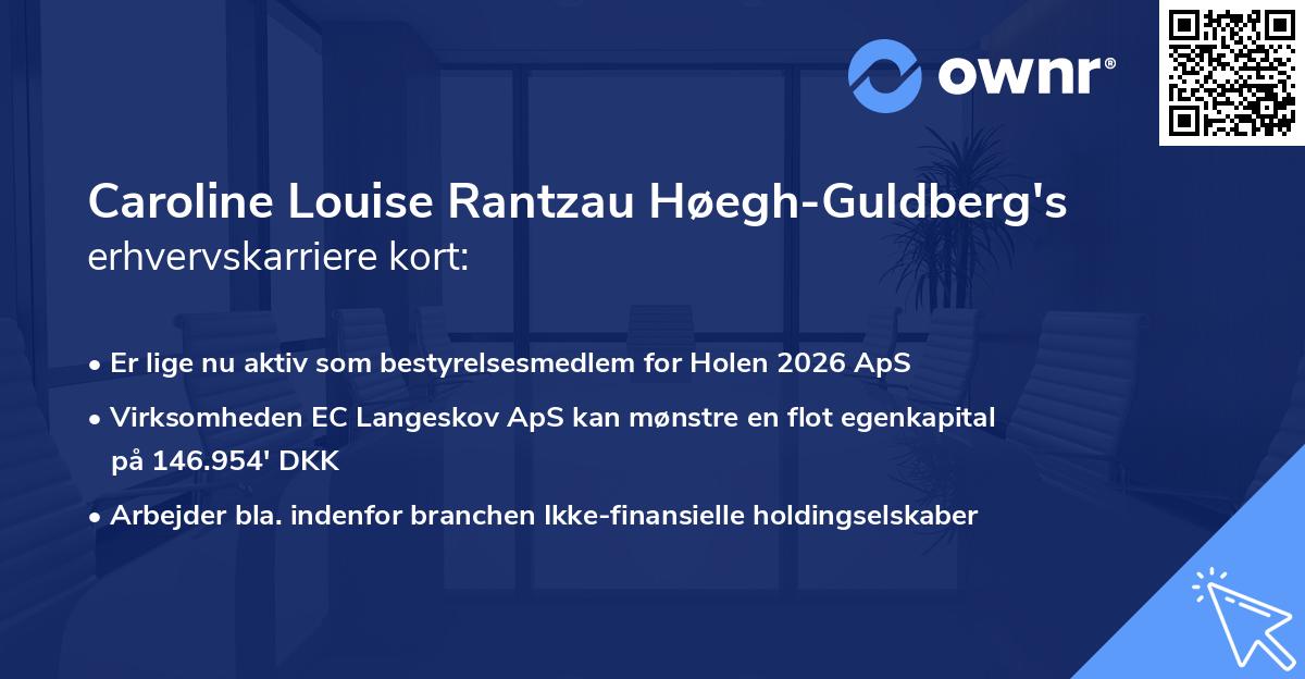 Caroline Louise Rantzau Høegh-Guldberg's erhvervskarriere kort