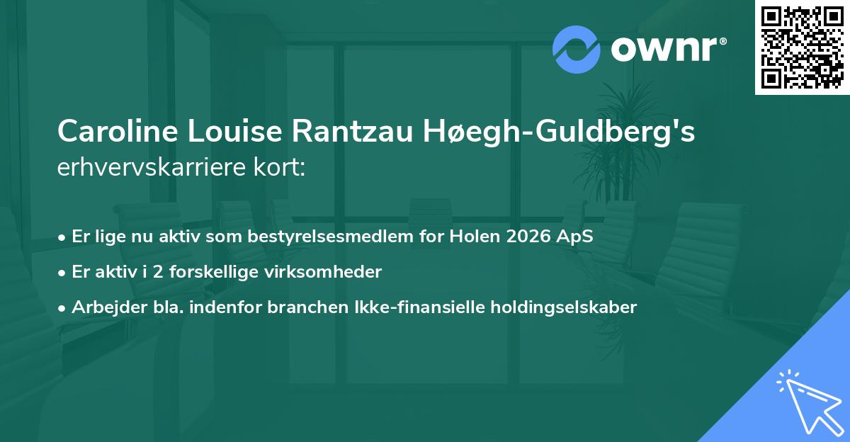 Caroline Louise Rantzau Høegh-Guldberg's erhvervskarriere kort