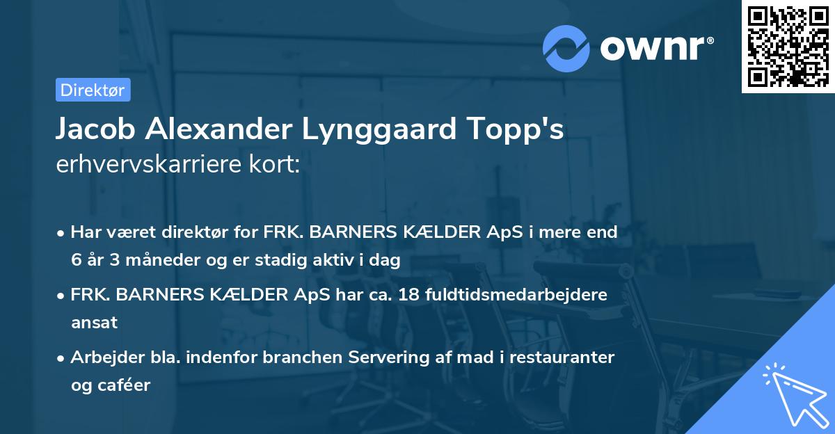 Jacob Alexander Lynggaard Topp's erhvervskarriere kort