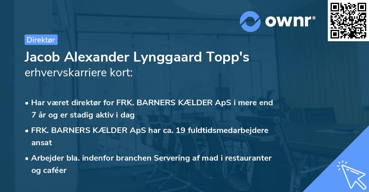 Jacob Alexander Lynggaard Topp's erhvervskarriere kort