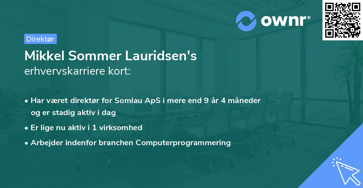 Mikkel Sommer Lauridsen's erhvervskarriere kort