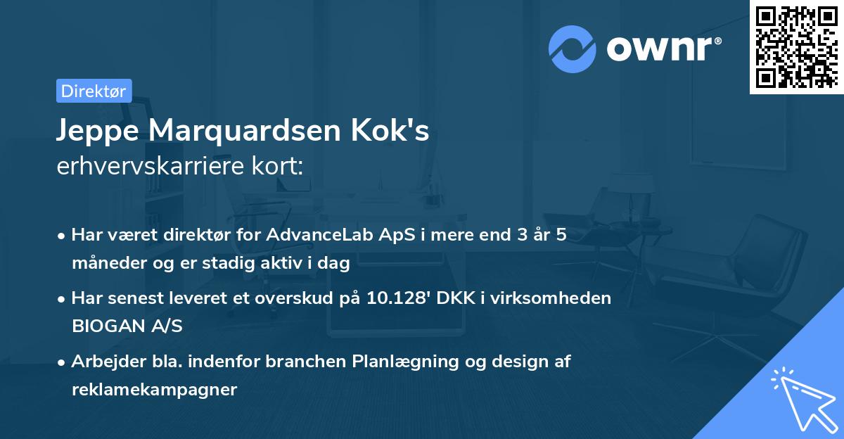 Jeppe Marquardsen Kok's erhvervskarriere kort