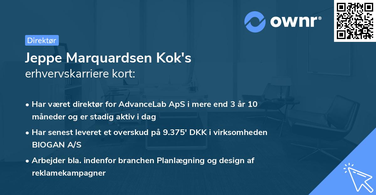 Jeppe Marquardsen Kok's erhvervskarriere kort