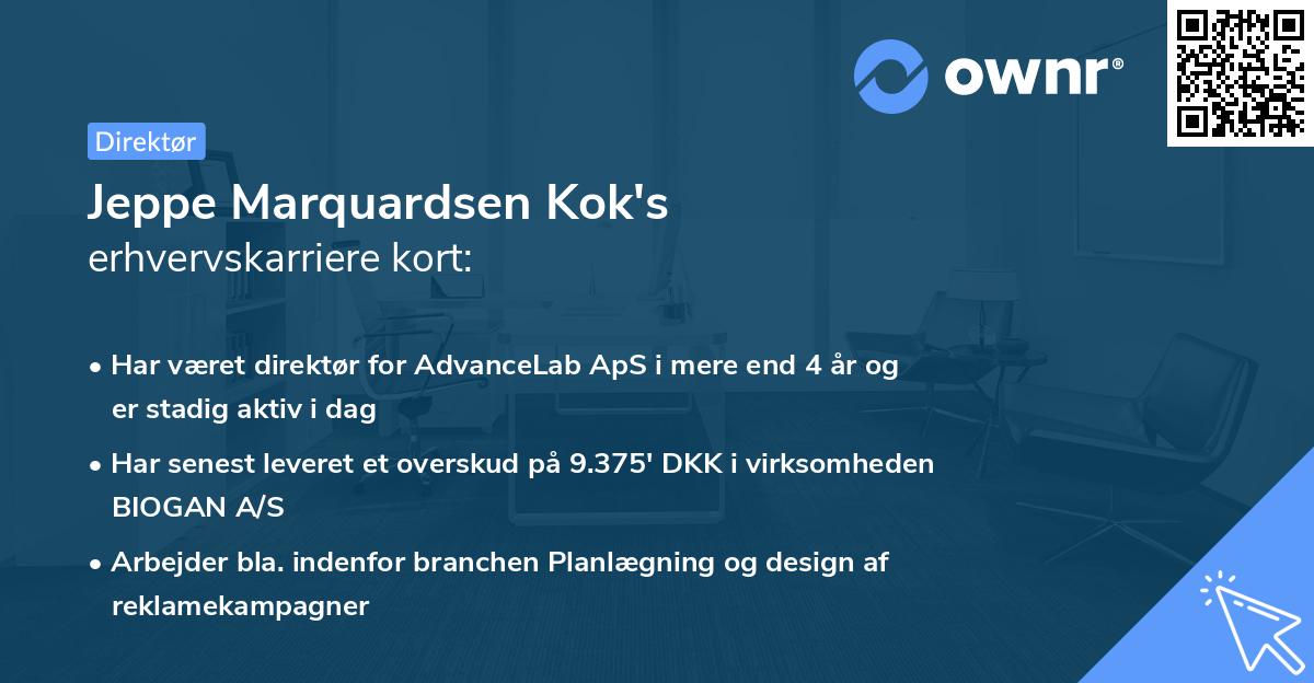 Jeppe Marquardsen Kok's erhvervskarriere kort