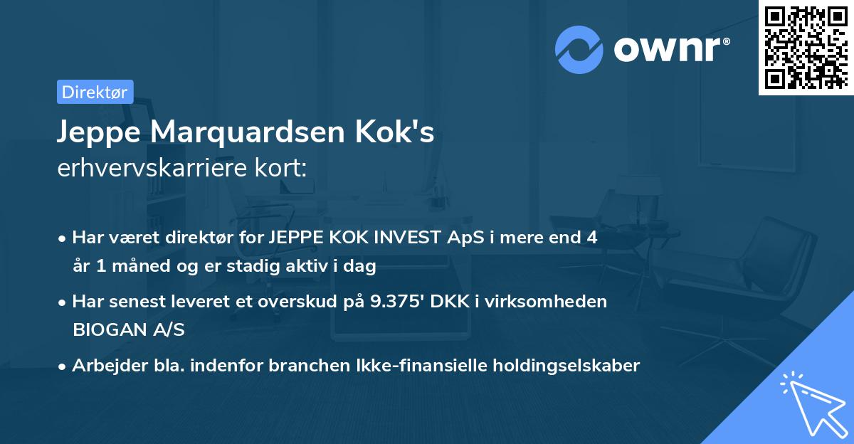 Jeppe Marquardsen Kok's erhvervskarriere kort