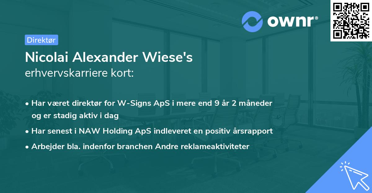 Nicolai Alexander Wiese's erhvervskarriere kort