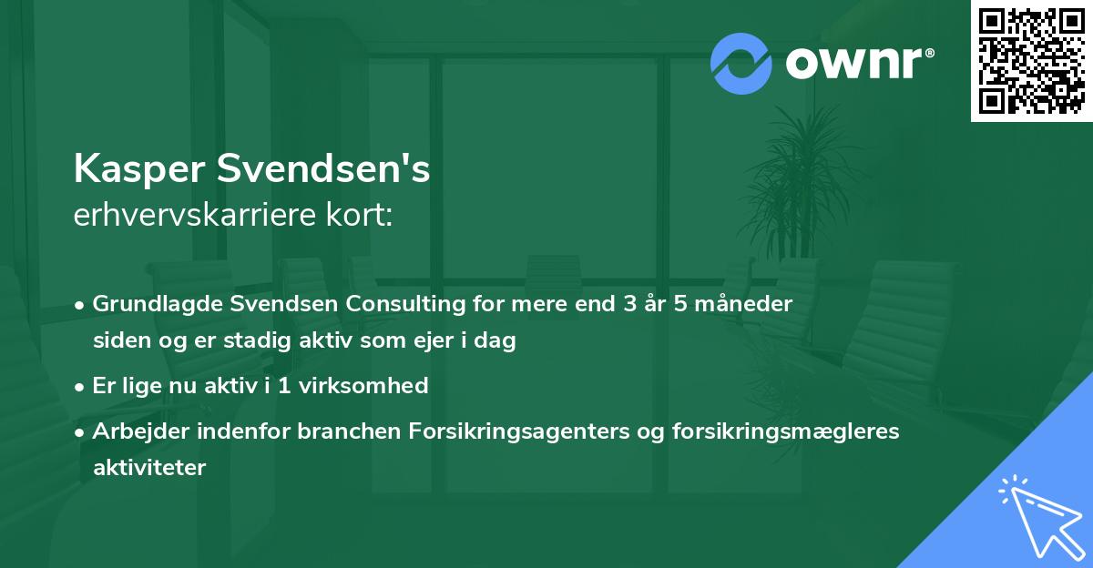 Kasper Svendsen's erhvervskarriere kort