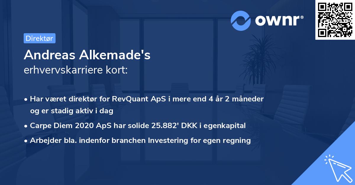 Andreas Alkemade's erhvervskarriere kort