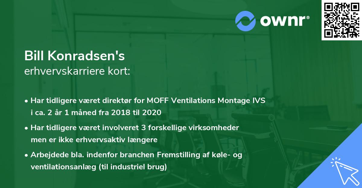 Bill Konradsen's erhvervskarriere kort