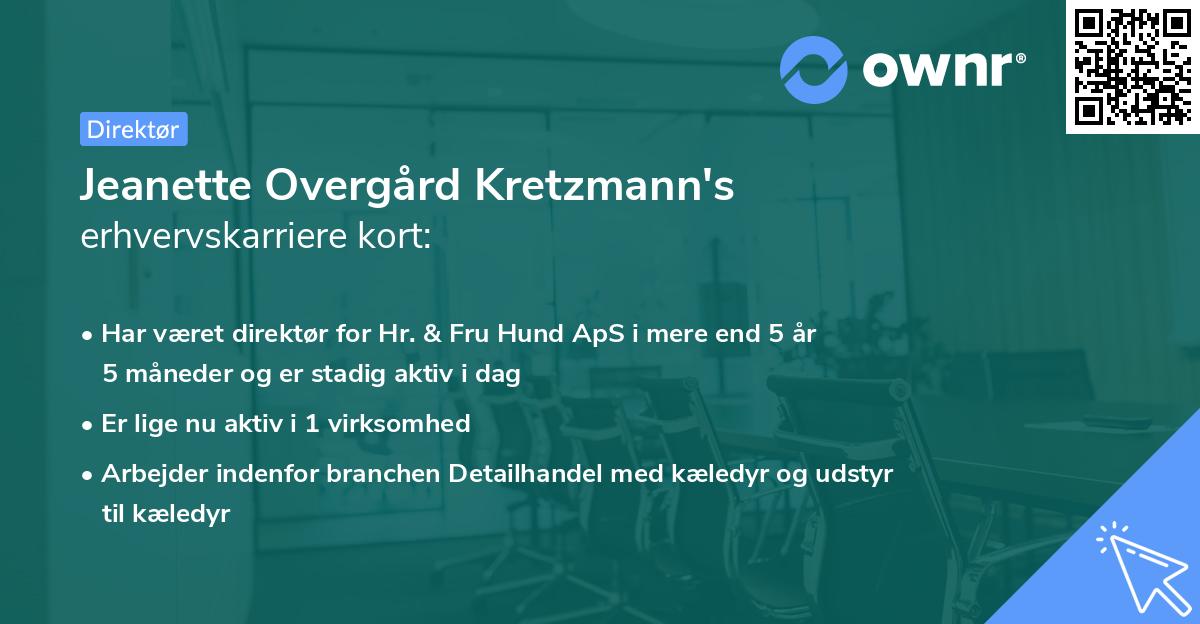 Jeanette Overgård Kretzmann's erhvervskarriere kort