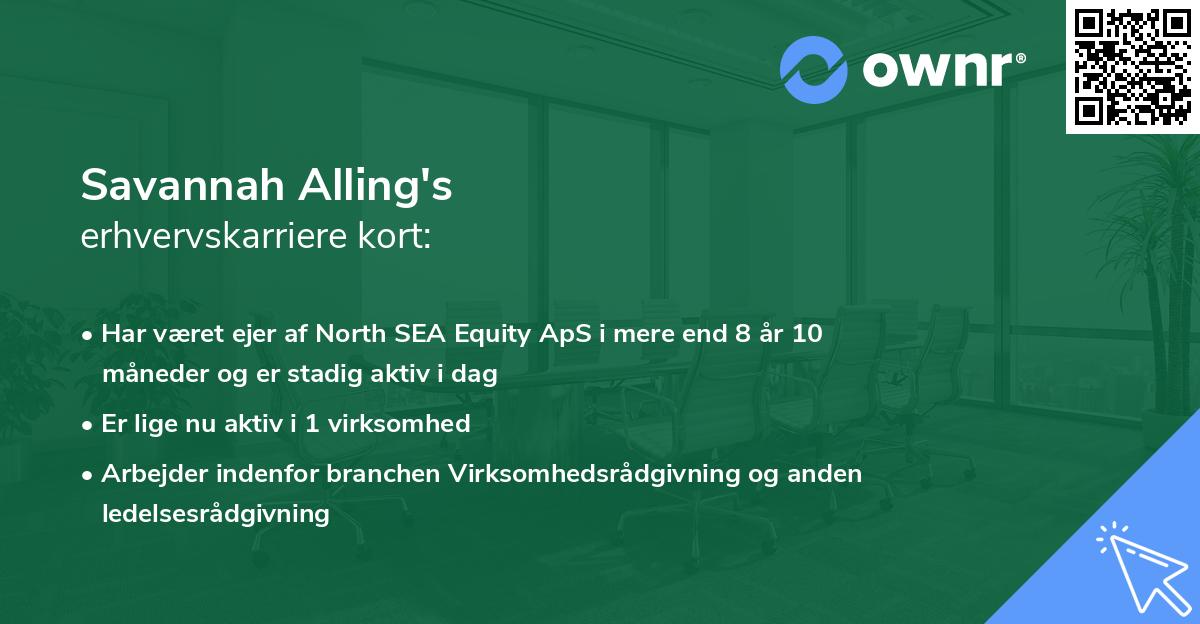 Savannah Alling's erhvervskarriere kort