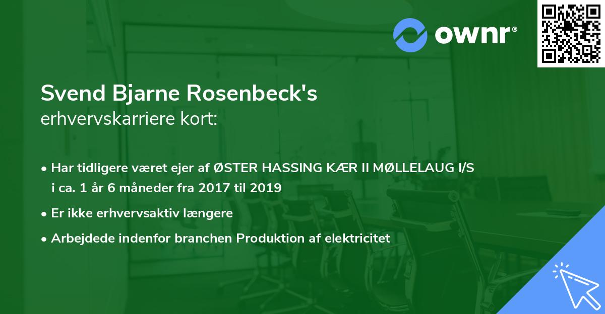 Svend Bjarne Rosenbeck's erhvervskarriere kort