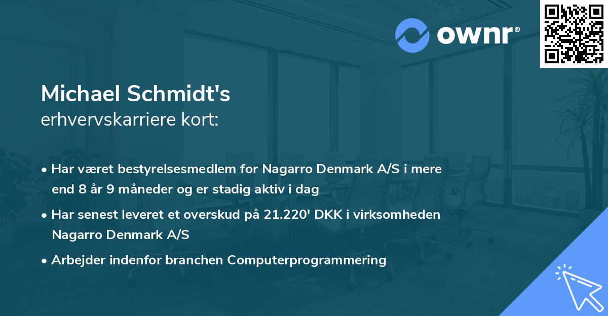 Michael Schmidt's erhvervskarriere kort