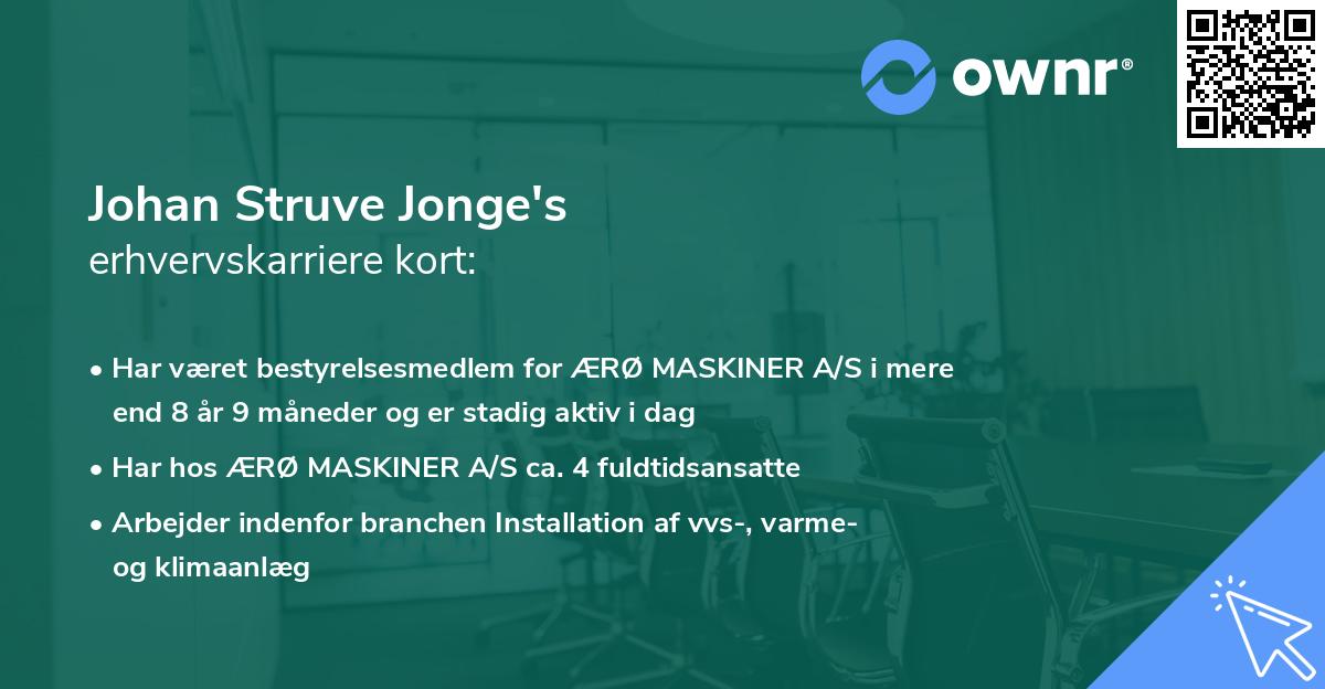 Johan Struve Jonge's erhvervskarriere kort