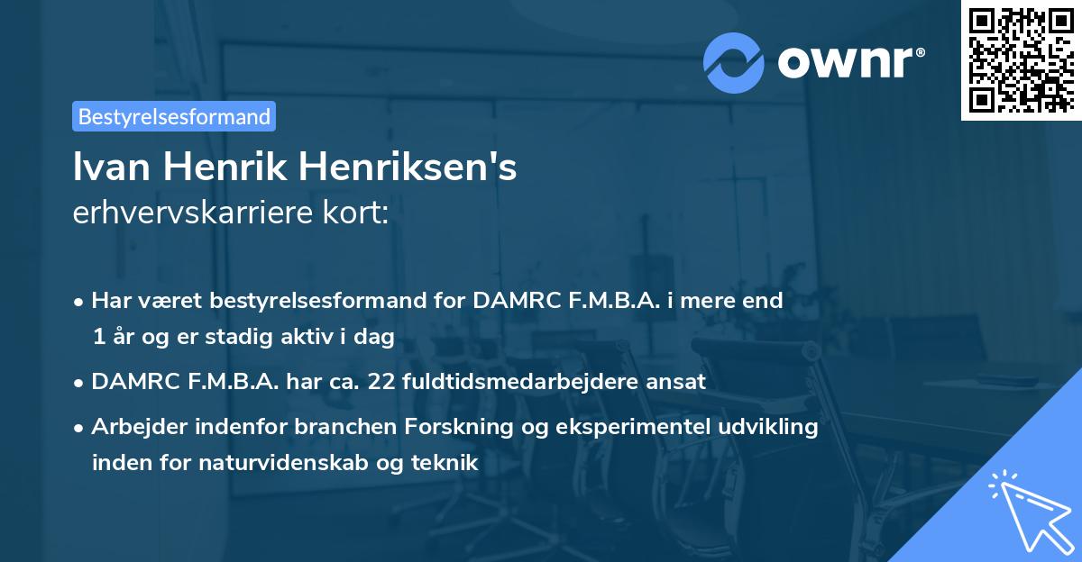 Ivan Henrik Henriksen's erhvervskarriere kort