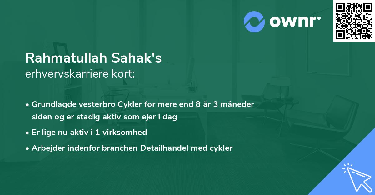 Rahmatullah Sahak's erhvervskarriere kort