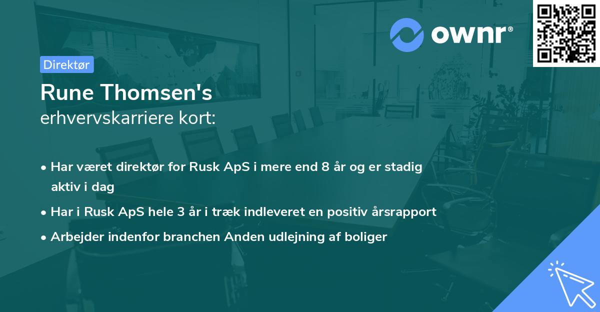 Rune Thomsen's erhvervskarriere kort