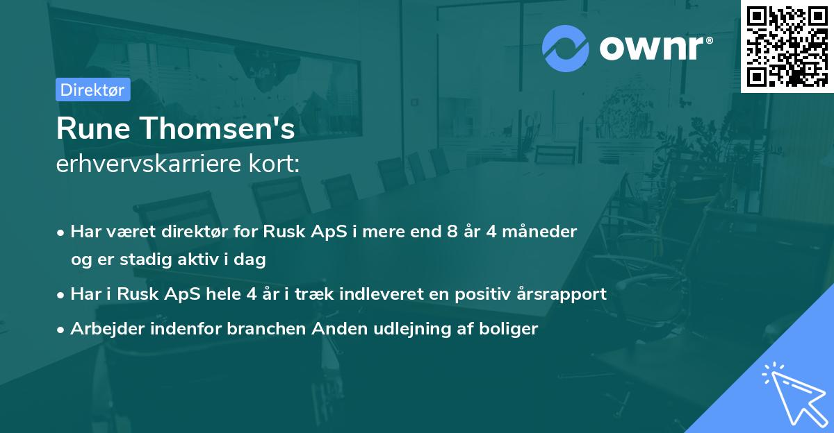 Rune Thomsen's erhvervskarriere kort