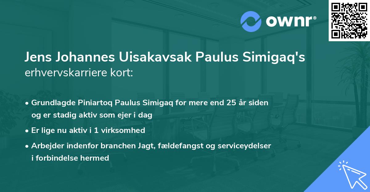 Jens Johannes Uisakavsak Paulus Simigaq's erhvervskarriere kort