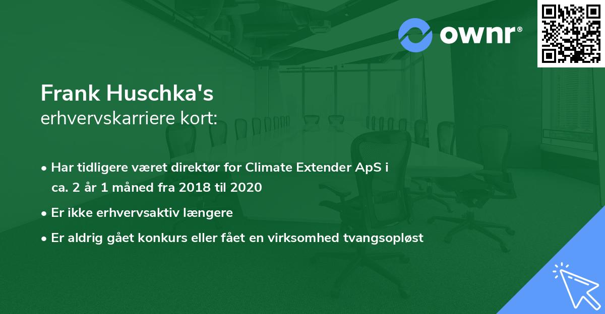 Frank Huschka's erhvervskarriere kort
