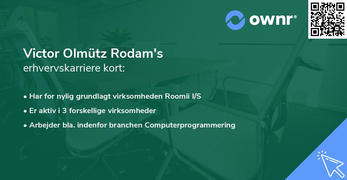 Victor Olmütz Rodam's erhvervskarriere kort