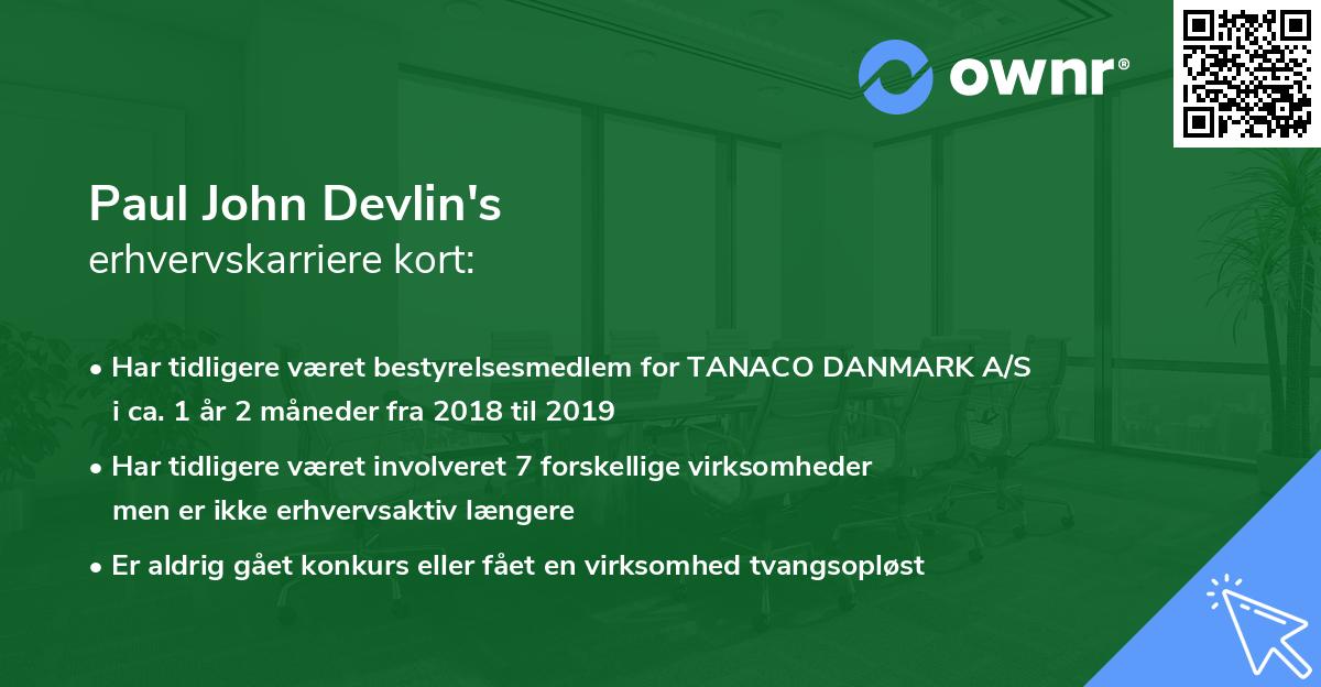 Paul John Devlin's erhvervskarriere kort