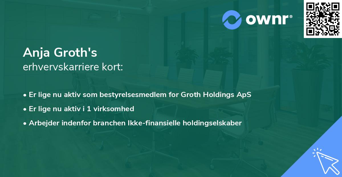 Anja Groth's erhvervskarriere kort
