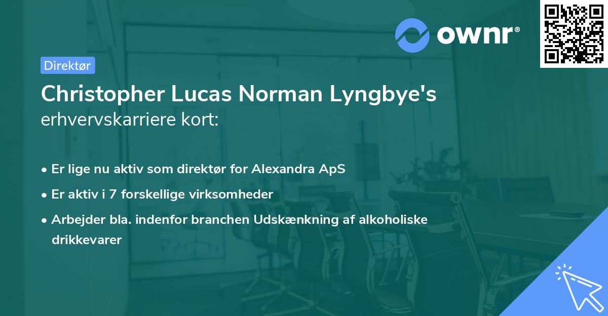 Christopher Lucas Norman Lyngbye's erhvervskarriere kort