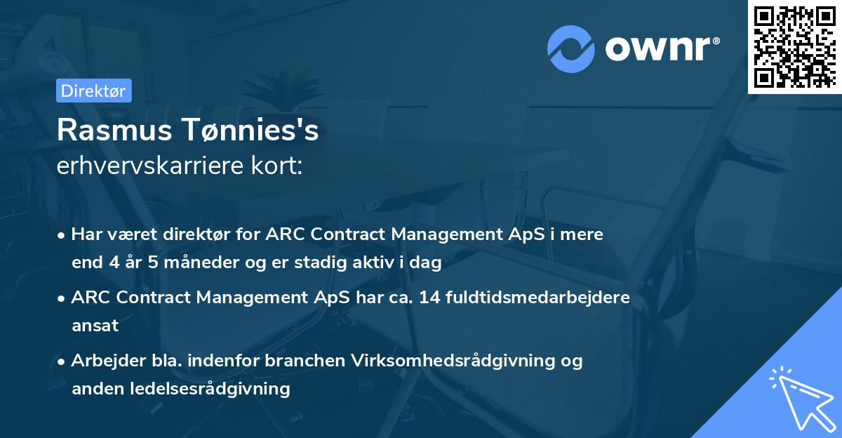 Rasmus Tønnies's erhvervskarriere kort
