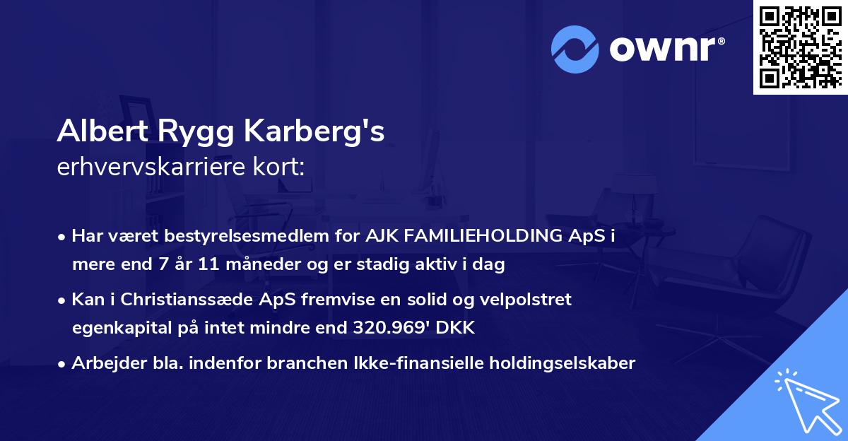 Albert Rygg Karberg's erhvervskarriere kort
