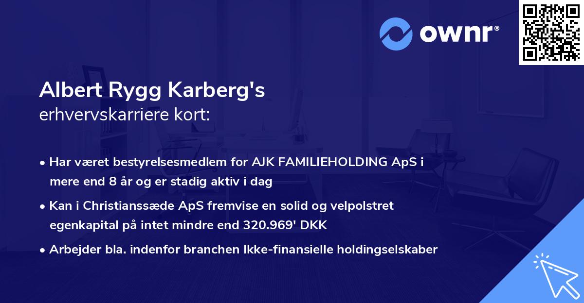 Albert Rygg Karberg's erhvervskarriere kort