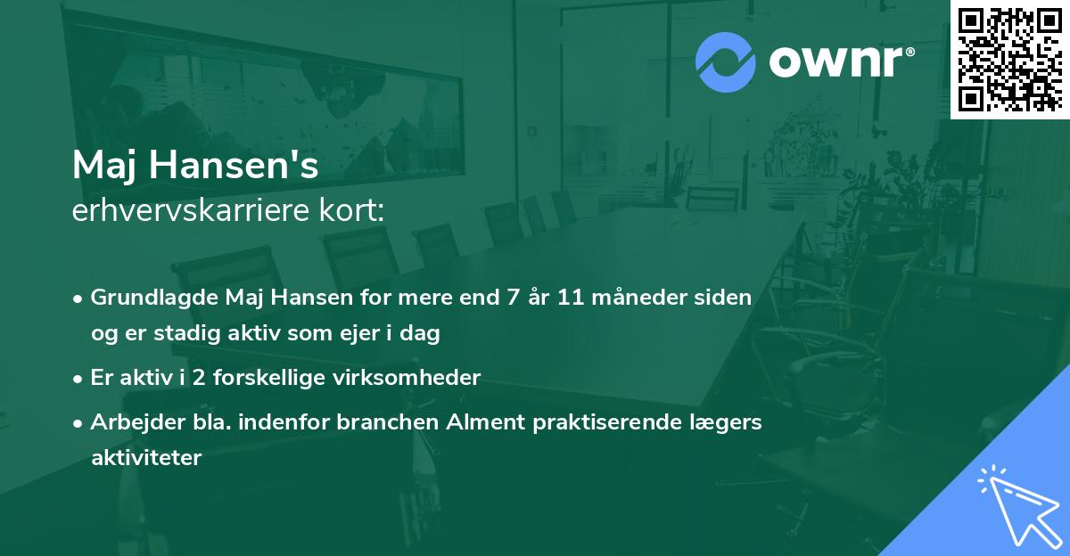 Maj Hansen's erhvervskarriere kort