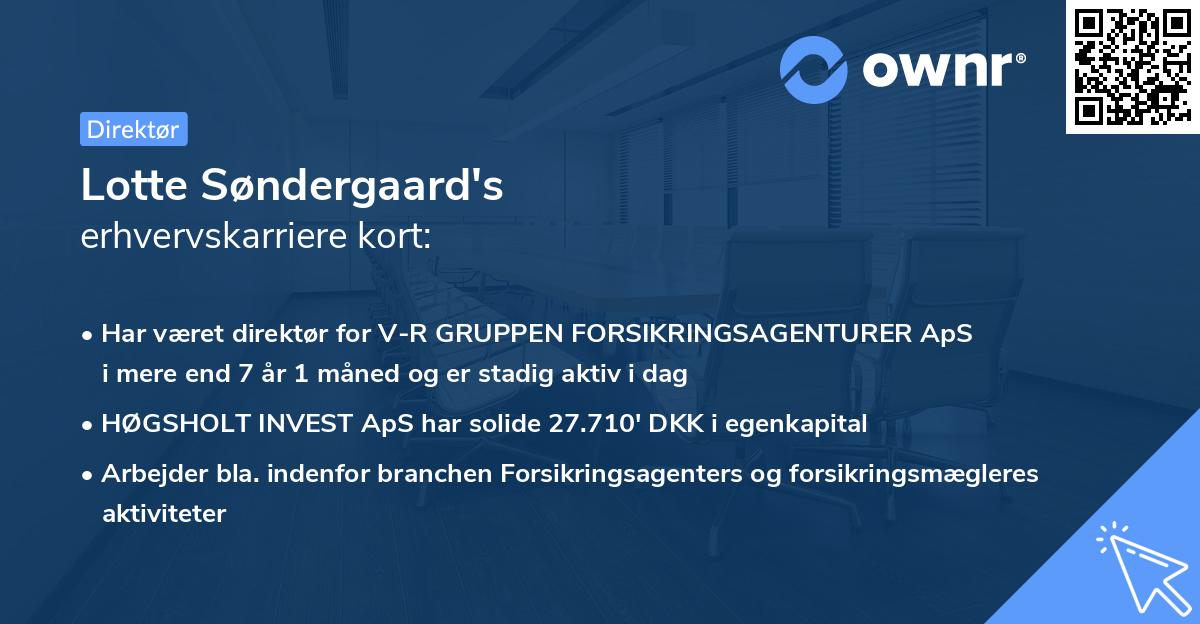 Lotte Søndergaard's erhvervskarriere kort