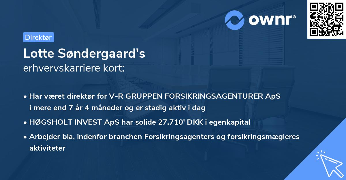 Lotte Søndergaard's erhvervskarriere kort