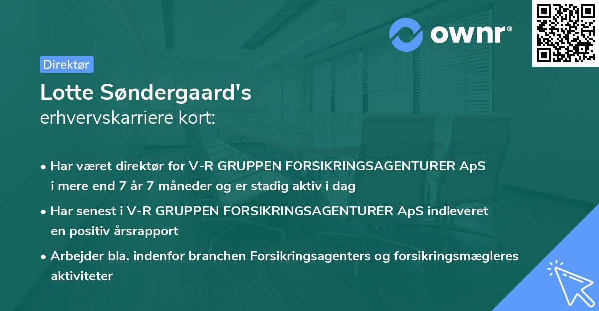 Lotte Søndergaard's erhvervskarriere kort