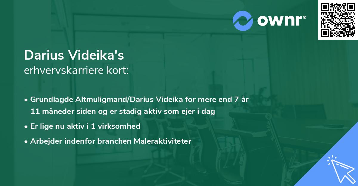 Darius Videika's erhvervskarriere kort