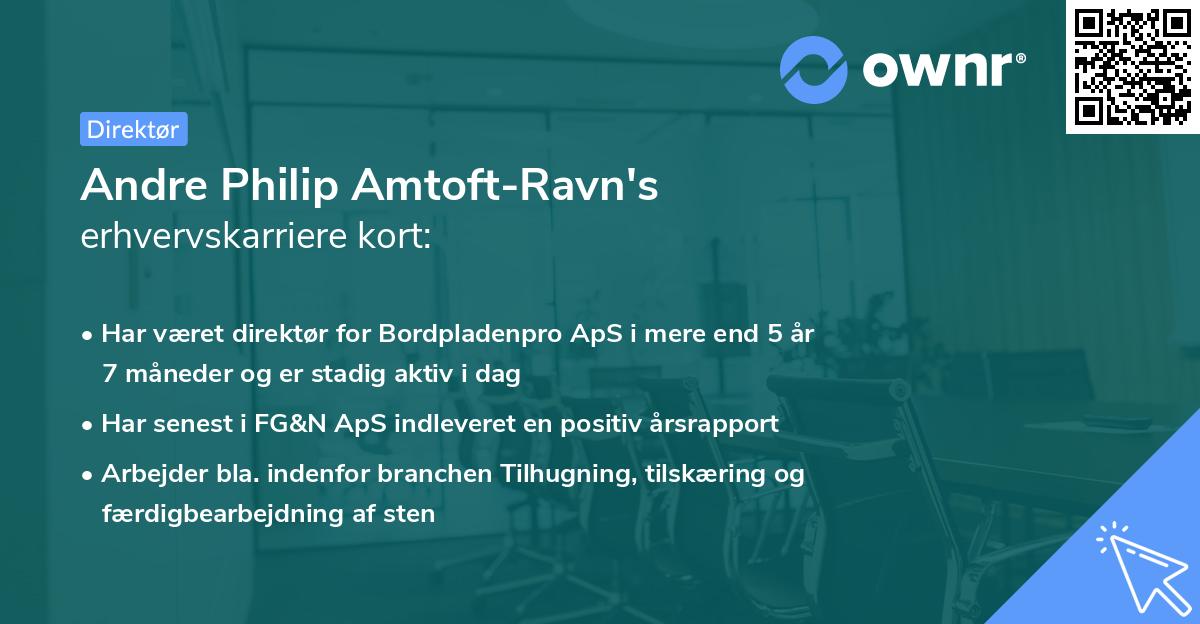 Andre Philip Amtoft-Ravn's erhvervskarriere kort