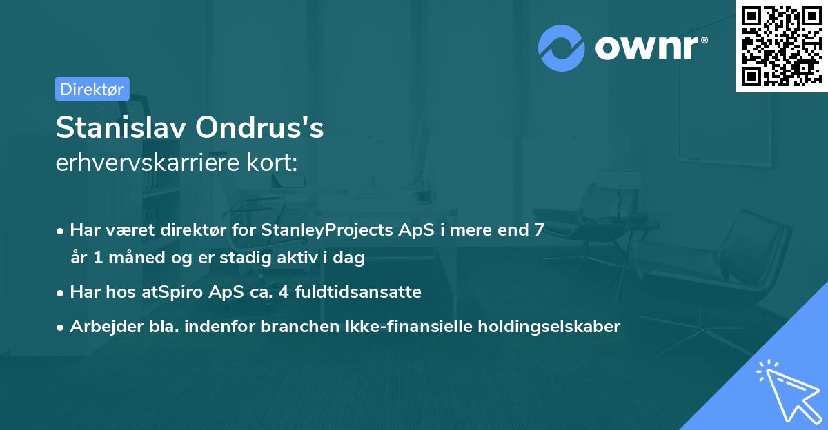 Stanislav Ondrus's erhvervskarriere kort