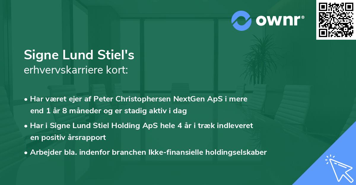 Signe Lund Stiel's erhvervskarriere kort