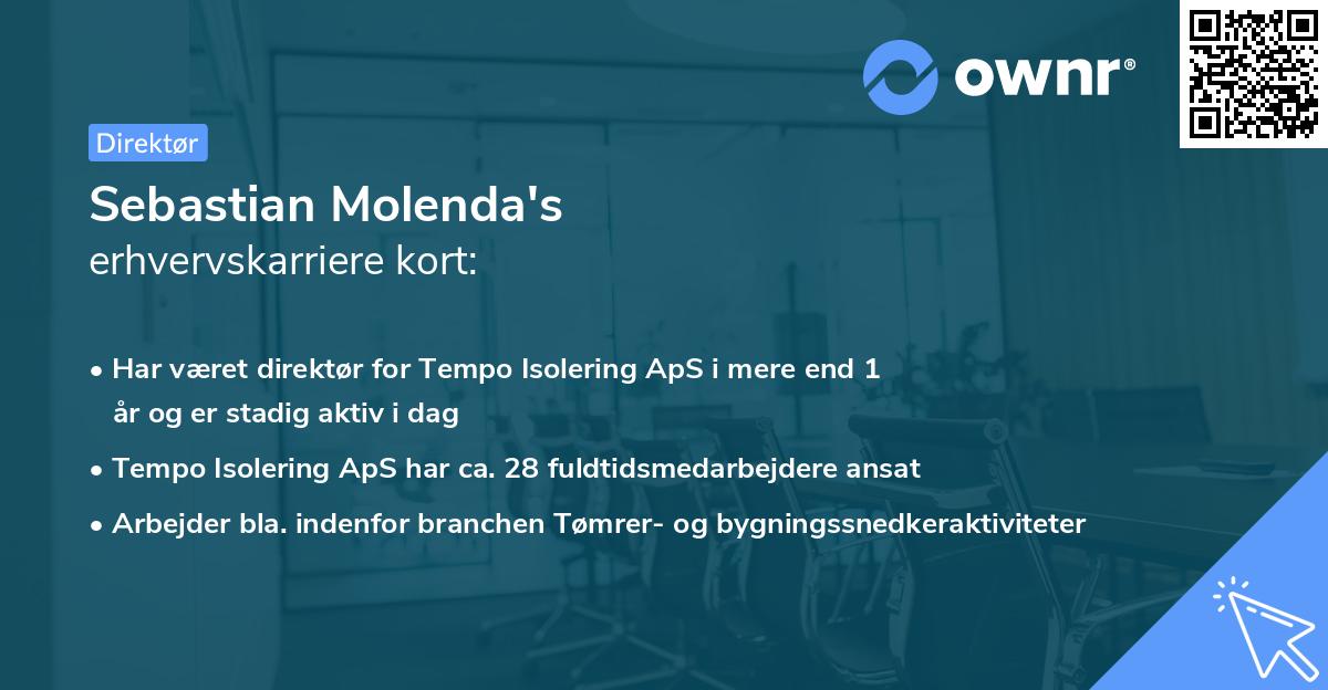 Sebastian Molenda's erhvervskarriere kort