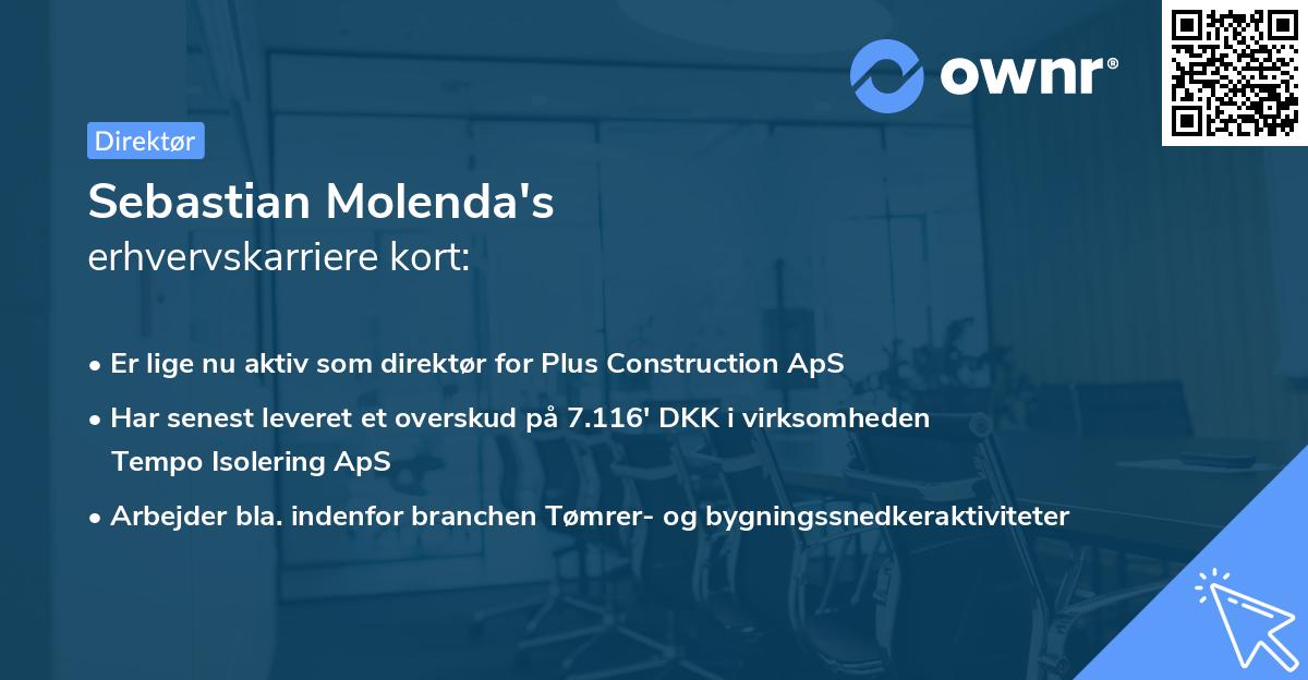 Sebastian Molenda's erhvervskarriere kort
