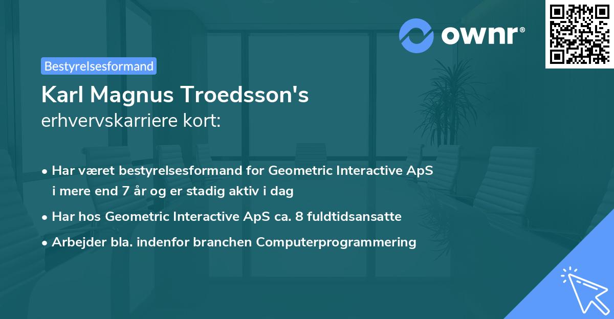 Karl Magnus Troedsson's erhvervskarriere kort