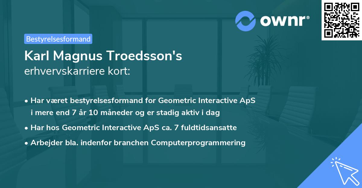 Karl Magnus Troedsson's erhvervskarriere kort