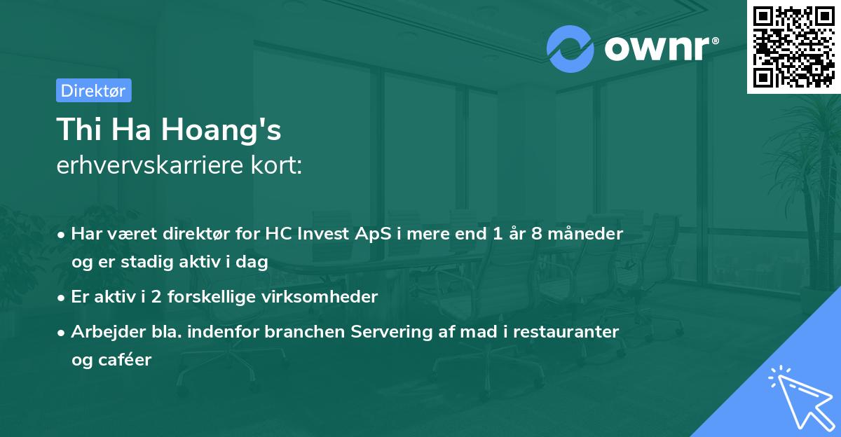 Thi Ha Hoang's erhvervskarriere kort
